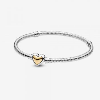 Domed Golden Heart Clasp Snake Chain Bracelet 599380C00