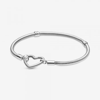 Pandora Moments Heart Closure Snake Chain Bracelet 599539C00