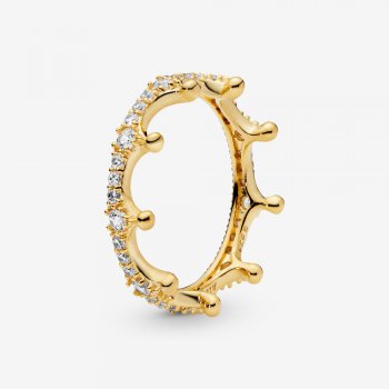 Sparkling Crown Ring Gold plated 167119CZ
