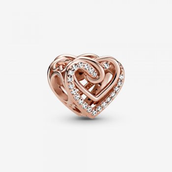 Sparkling Entwined Hearts Charm Rose gold plated 789270C01