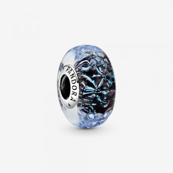 Wavy Dark Blue Murano Glass Ocean Charm 798938C00