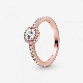 Classic Sparkle Halo Ring Rose gold plated 188861C01